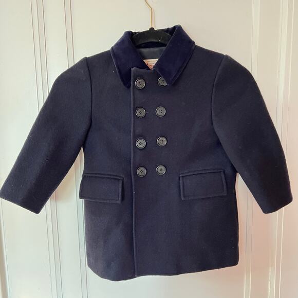 Vintage Saks 5th Ave. Wool Pea Coat Navy SZ 3T - Picture 1 of 7